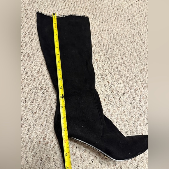 Brea Stiletto Heel Mid Calf Boots, Rhinestone Embellishments, Black, Size 8 - Picture 7 of 11